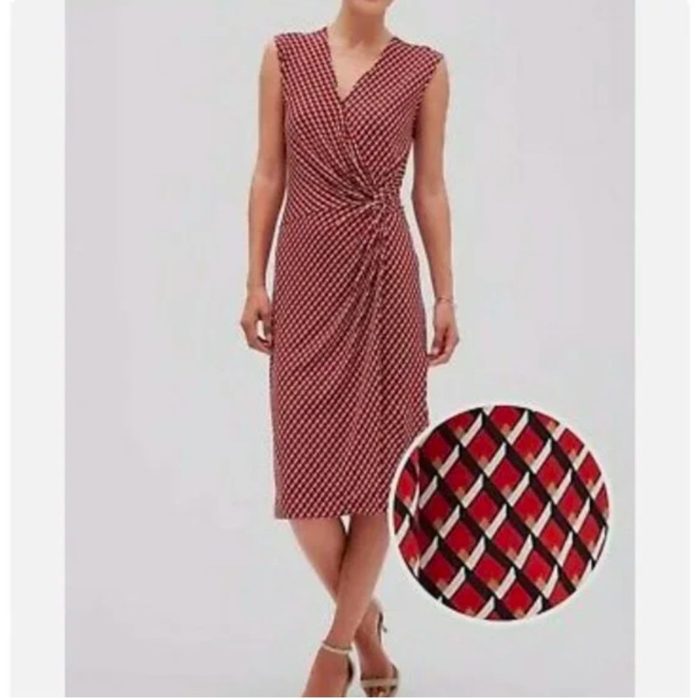 Banana Republic Red and White Patterned Midi Dress
